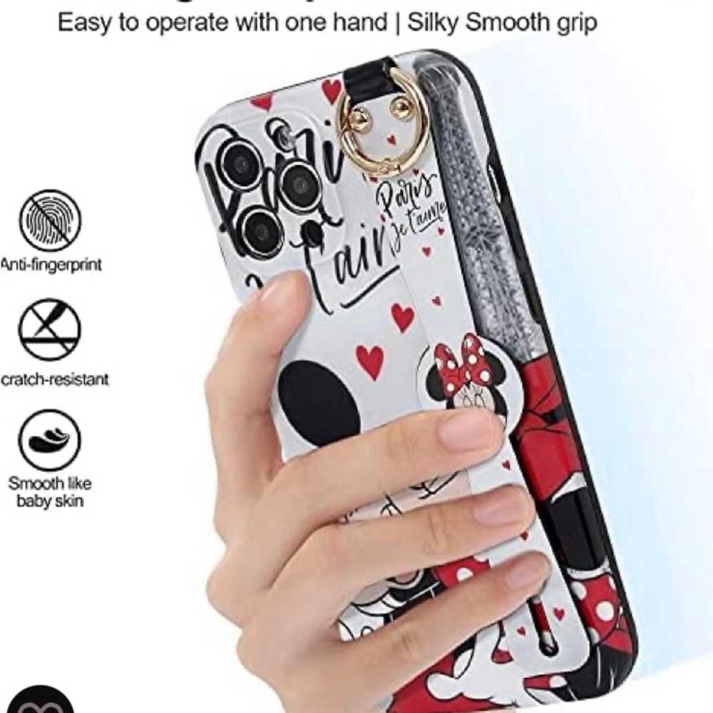 NWT Cute Mickey&Minne Phone case and wrist lanyard strap for iPhone 12 Pro Max - Picture 7 of 8